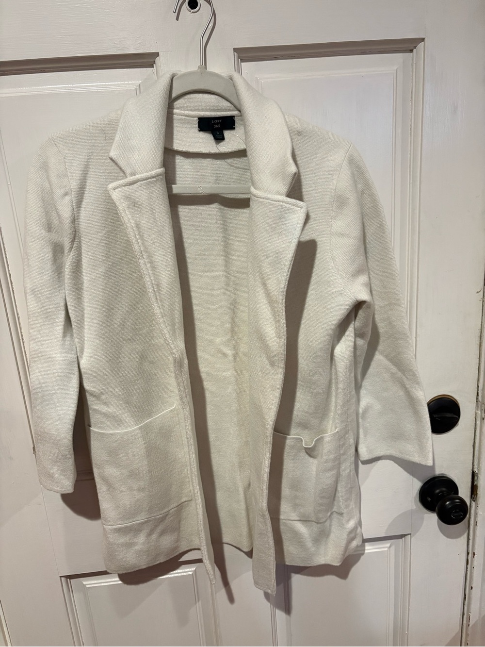 J. Crew Cream Open-Front Knit Blazer